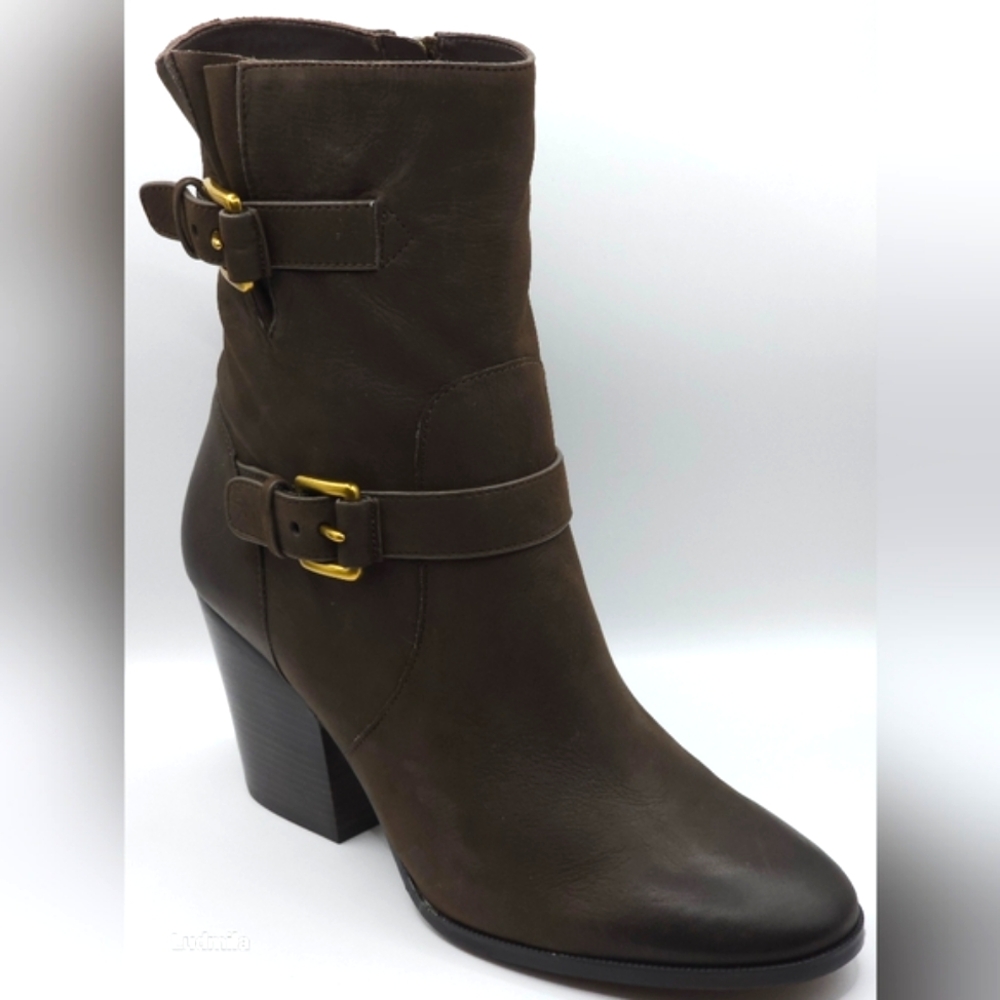 MICHAEL Michael Kors women's size 8 Ashton mid brown leather bootie